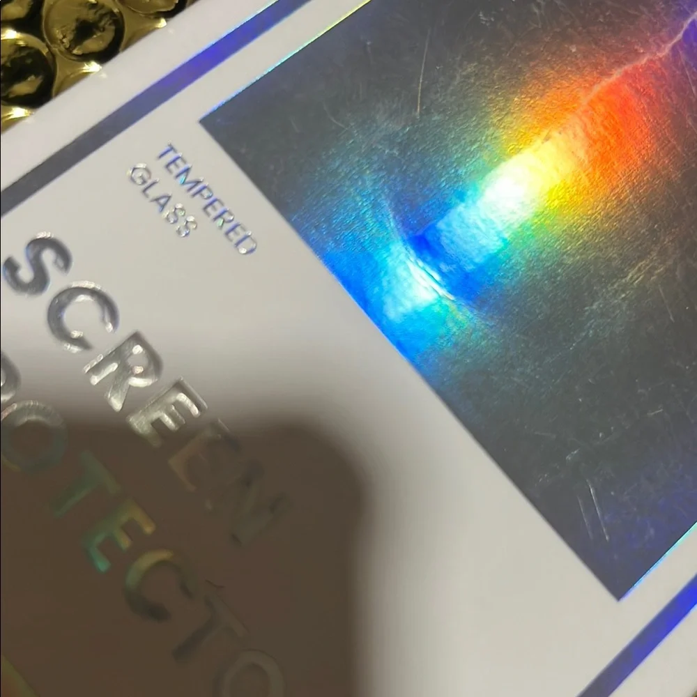 SHEIN Holographic Screen Protector with Gold Packaging